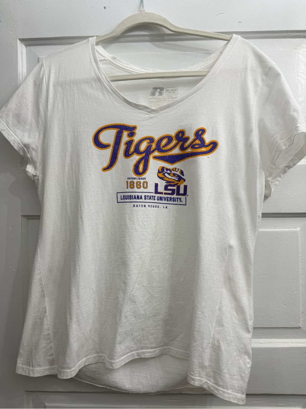 LSU Tigers White V-Neck Tee